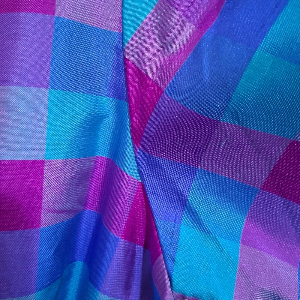 Vibrant Plaid 100% Silk Taylored Dress Size 12 Star Of Siam - Picture 6 of 16